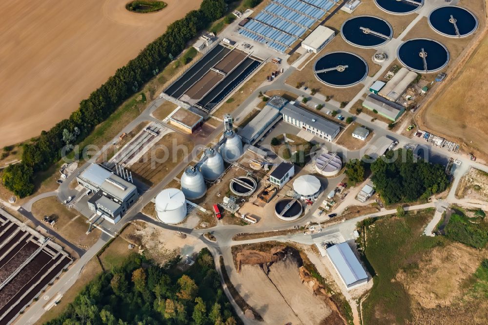 Aerial image Strande - Sewage works Basin and purification steps for waste water treatment of Klaeranlage Buelk in Strande in the state Schleswig-Holstein, Germany
