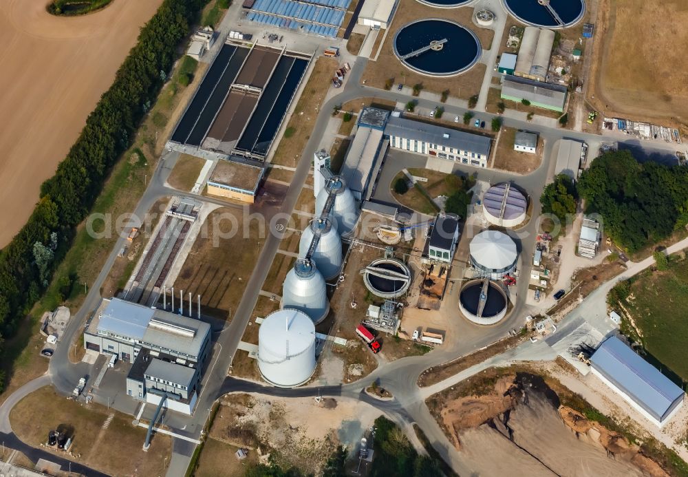 Strande from above - Sewage works Basin and purification steps for waste water treatment of Klaeranlage Buelk in Strande in the state Schleswig-Holstein, Germany