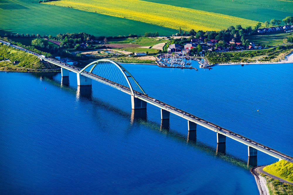 Fehmarn from the bird's eye view: Fehmarn Sund bridge between Fehmarn and the mainland at Grossenbrode in Schleswig-Holstein