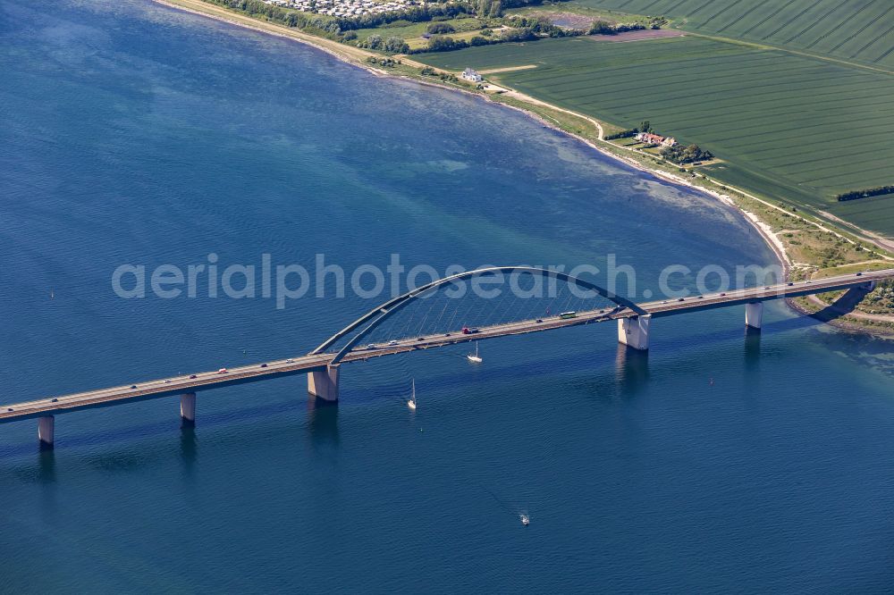 Fehmarn from above - Fehmarn Sund Bridge between the island of Fehmarn and the mainland near Grossenbrode in Schleswig-Holstein, Germany