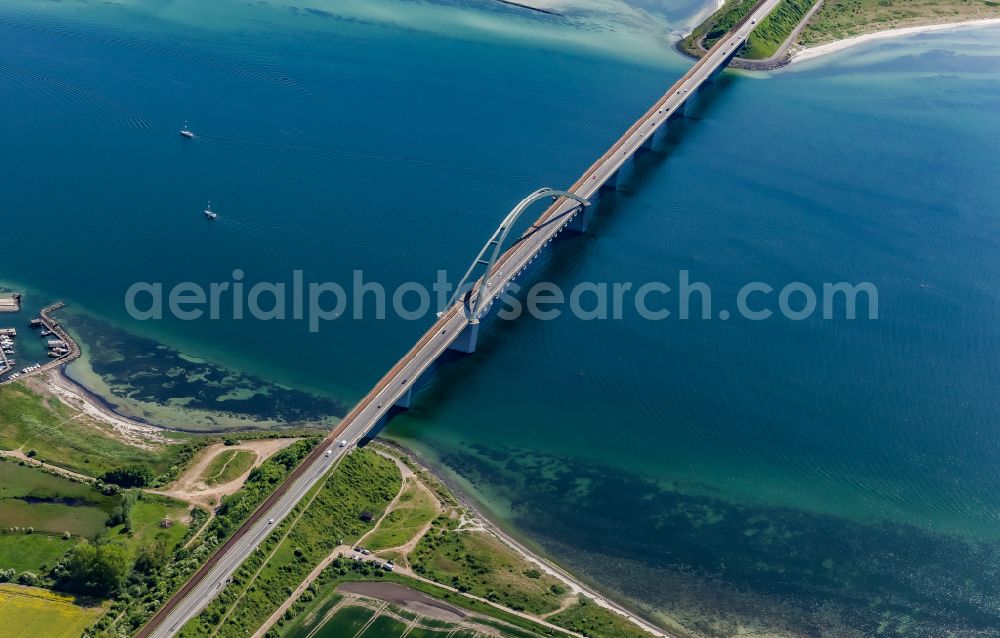 Aerial photograph Fehmarn - Fehmarn Sund Bridge between the island of Fehmarn and the mainland near Grossenbrode in Schleswig-Holstein, Germany