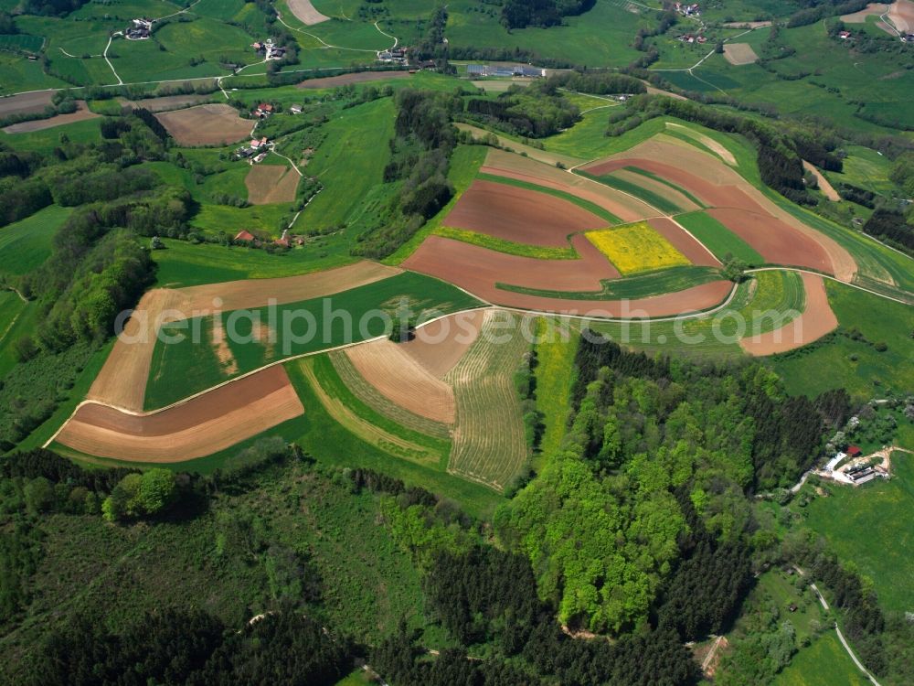 Aerial image Rechberghausen - View of field structures and agricultural land in Rechberghausen in Baden-Württemberg