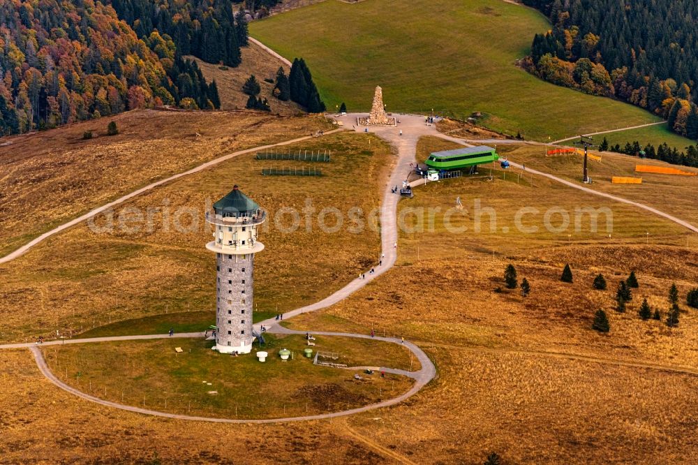 Aerial photograph Feldberg (Schwarzwald) - Feldberg Tower and Bismarck Monument on the summit of the Feldberg in the Upper Black Forest in the state of Baden-Wuerttemberg