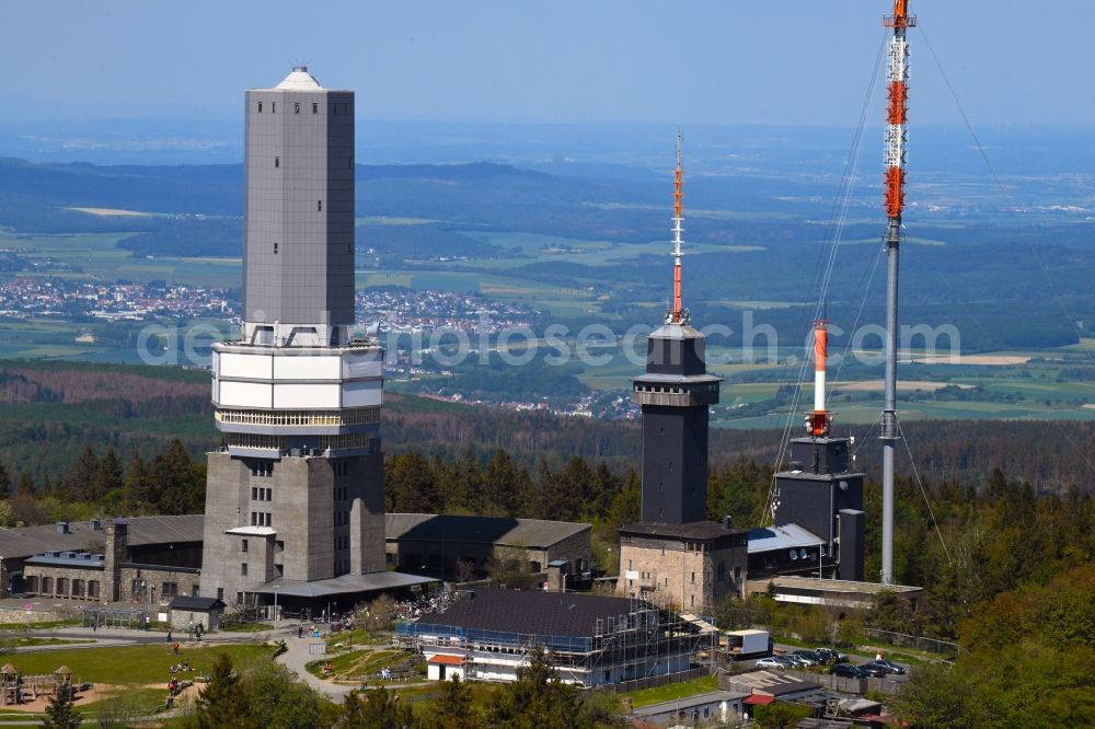 Aerial image Schmitten - Funkturm and transmission system as basic network transmitter Feldbergturm on Grosser Feldberg in Schmitten in the state Hesse, Germany