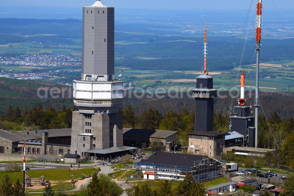 Aerial photograph Schmitten - Funkturm and transmission system as basic network transmitter Feldbergturm on Grosser Feldberg in Schmitten in the state Hesse, Germany