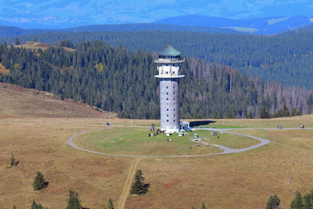 Feldberg (Schwarzwald) from the bird's eye view: Tower on the summit of Feldberg (Black Forest) in the state Baden-Wuerttemberg