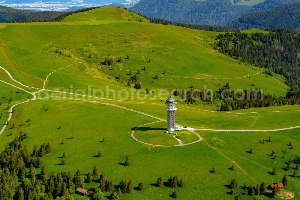 Feldberg (Schwarzwald) from the bird's eye view: Tower on the summit of Feldberg (Black Forest) in the state Baden-Wuerttemberg