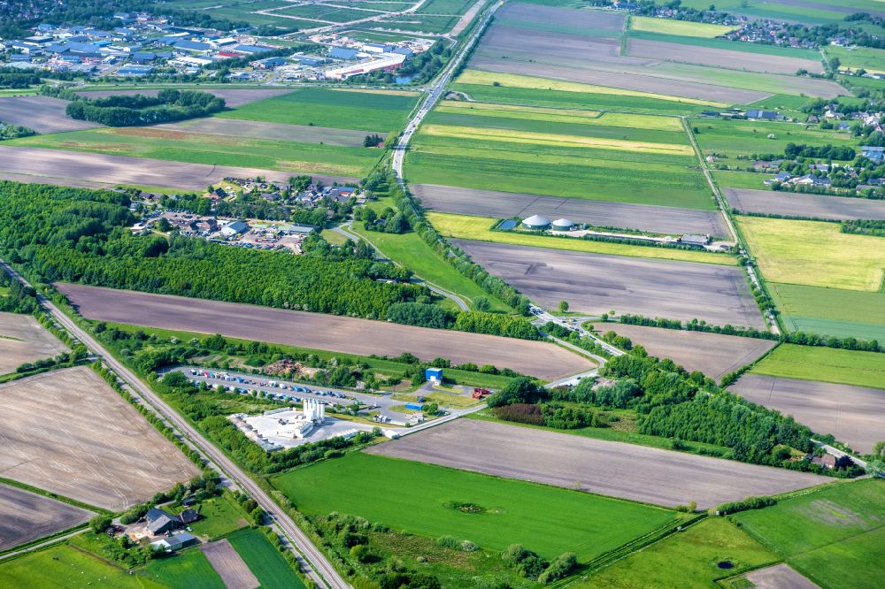 Aerial photograph Risum-Lindholm - Agricultural fields with adjacent forest and forest areas Legerade in Risum-Lindholm North Friesland in the state Schleswig-Holstein, Germany
