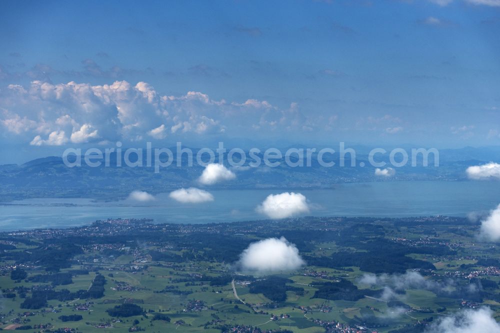 Aerial photograph Sigmarszell - Agricultural fields with adjacent forest and forest areas on the shore of Lake Constance in Sigmarszell in the state Bavaria, Germany