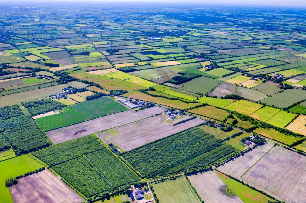 Aerial image Sprakebüll - Agricultural fields in Sprakebuell in the state Schleswig-Holstein, Germany