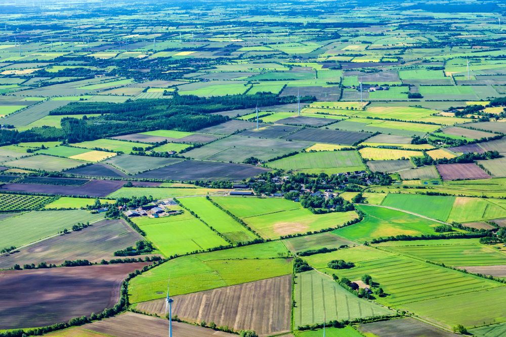 Aerial photograph Sprakebüll - Agricultural fields in Sprakebuell in the state Schleswig-Holstein, Germany