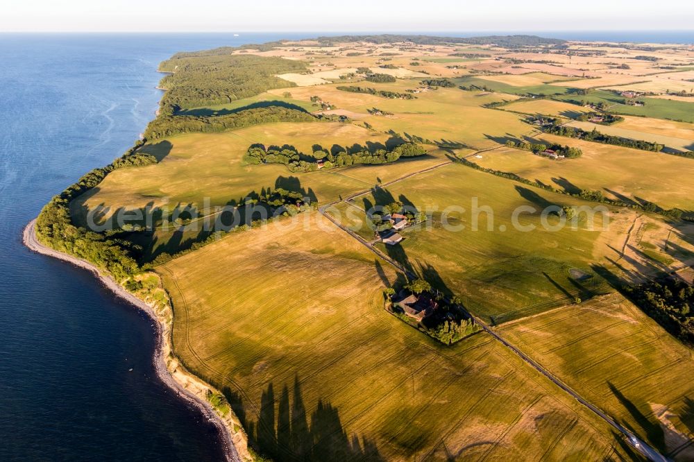 Borre from the bird's eye view: Fields and Forests of Moens Klint on the high shores of the Baltic sea in Borre in Region Sjaelland, Denmark