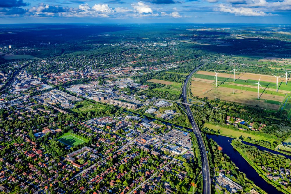 Aerial image Hamburg - Agricultural fields as planning area and development area Gewerbegebit Bergedorf in Hamburg, Germany