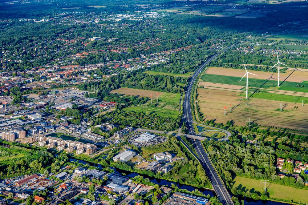 Aerial photograph Hamburg - Agricultural fields as planning area and development area Gewerbegebit Bergedorf in Hamburg, Germany