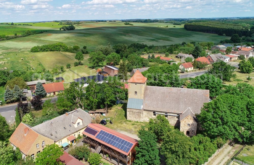 Aerial photograph Stegelitz - Church building a stone church in the village center in Stegelitz in the state Brandenburg, Germany