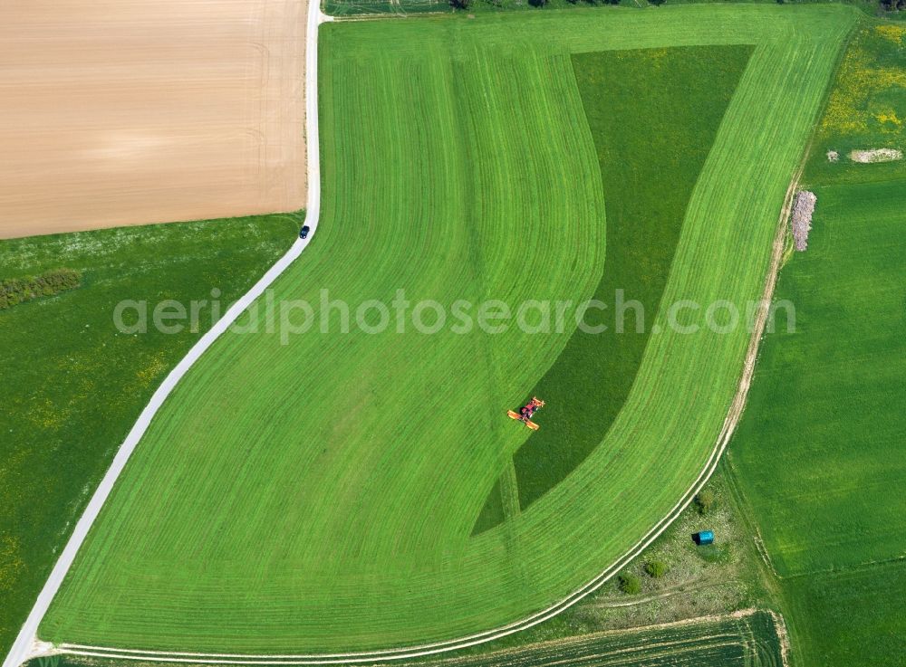 Langenau OT Albeck from above - View of field structures near Albeck in the state Baden-Wuerttemberg