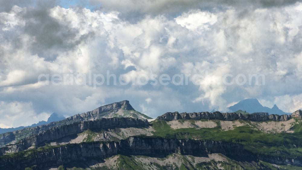 Aerial photograph Ofterschwang - Rock and mountain landscape the Alps in Ofterschwang in the state Bavaria, Germany