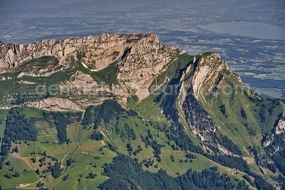 Alpnach from above - Rock and mountain landscape of Berg Pilatus bei Luzern in Alpnach in the canton Obwalden, Switzerland
