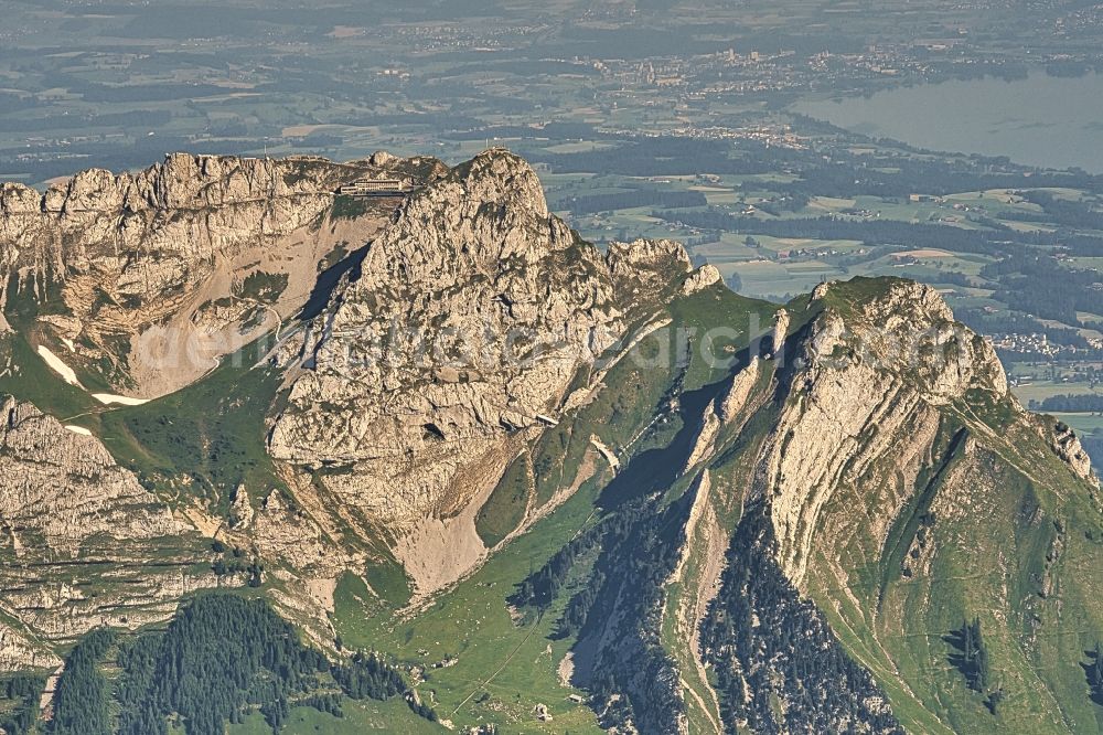Alpnach from the bird's eye view: Rock and mountain landscape of Berg Pilatus bei Luzern in Alpnach in the canton Obwalden, Switzerland