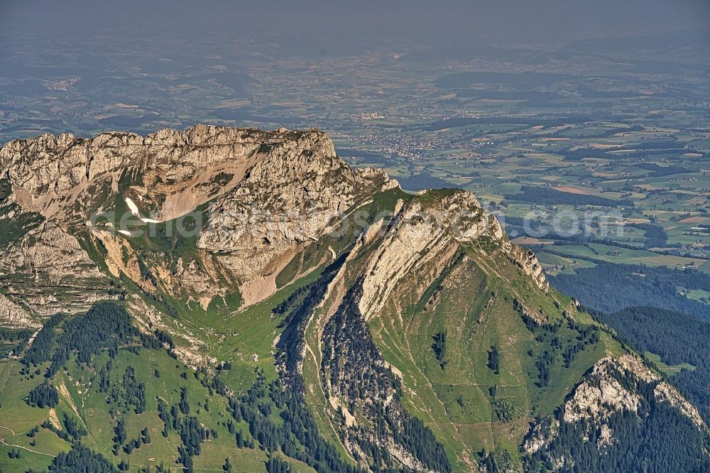 Aerial image Alpnach - Rock and mountain landscape of Berg Pilatus bei Luzern in Alpnach in the canton Obwalden, Switzerland