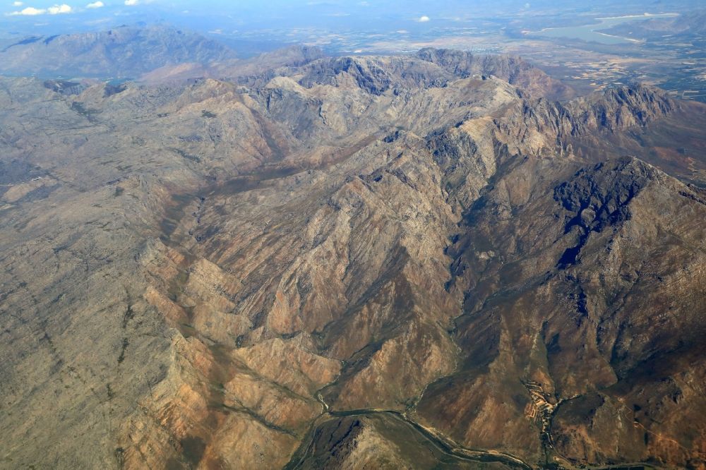 Aerial image Ceres - Rock and mountain landscape in Ceres in Western Cape, South Africa