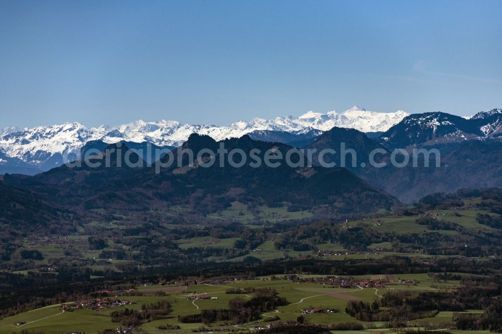 Aerial photograph Ruhpolding - Rock and mountain landscape of Chiemgauer Alpen in Ruhpolding in the state Bavaria, Germany