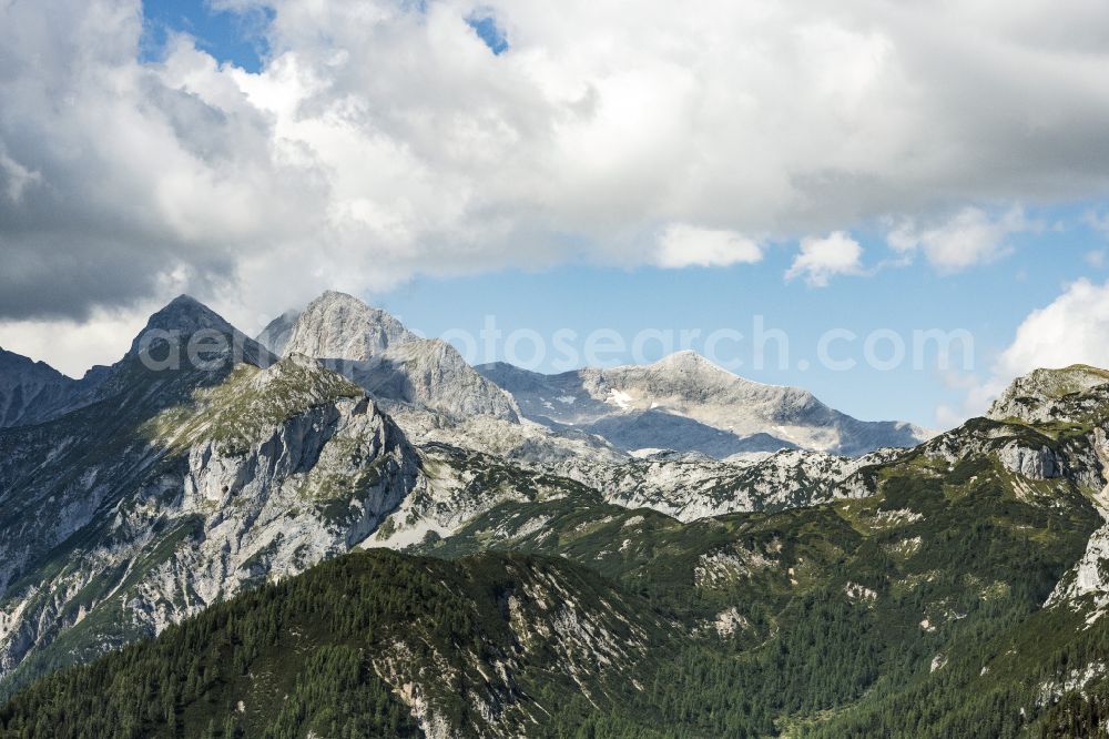 Schladming from above - Rock and mountain landscape of Dachsteingebirges in Schladming in Steiermark, Austria