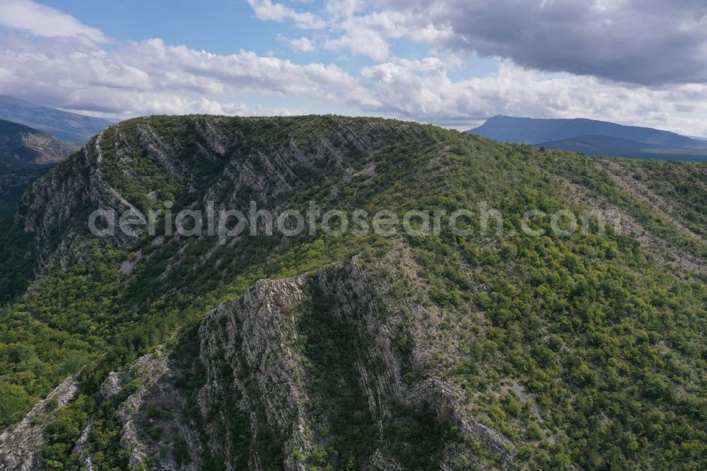 Kovacic from the bird's eye view: Rock and mountain landscape Dinaridengebirge in Kovacic in Sibensko-kninska zupanija, Croatia