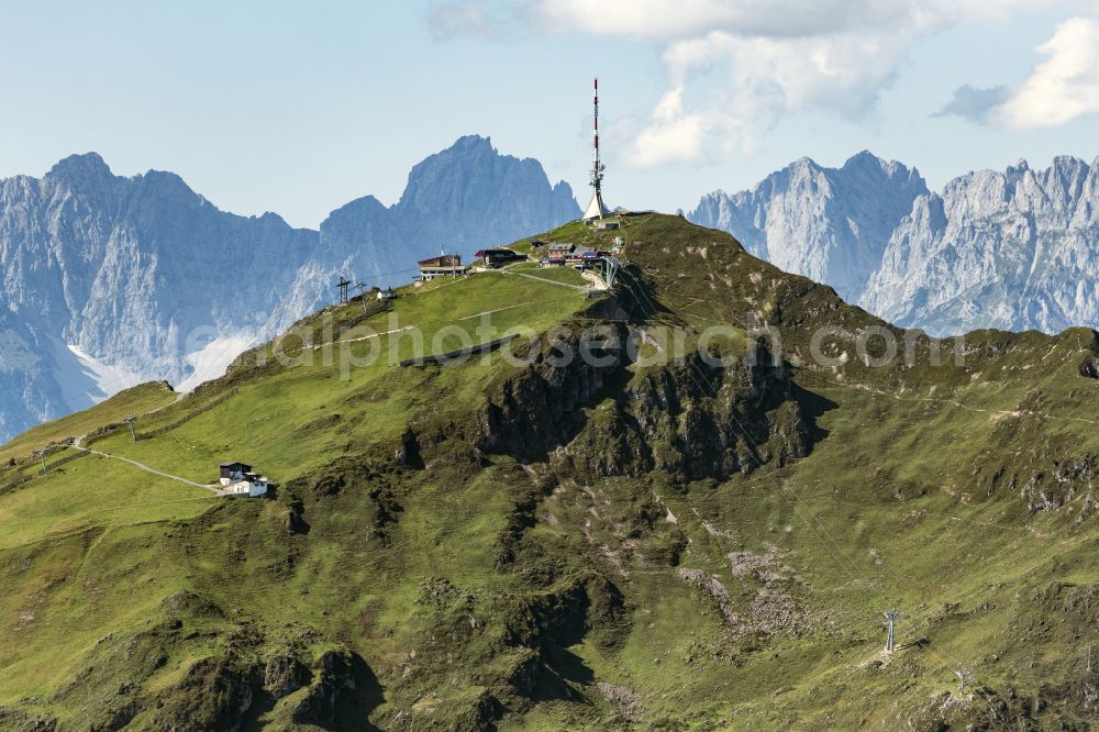 Aerial photograph Kitzbühel - Rock and mountain landscape peak Kitzbueheler Horn in Kitzbuehel in the Alps in Tirol, Austria
