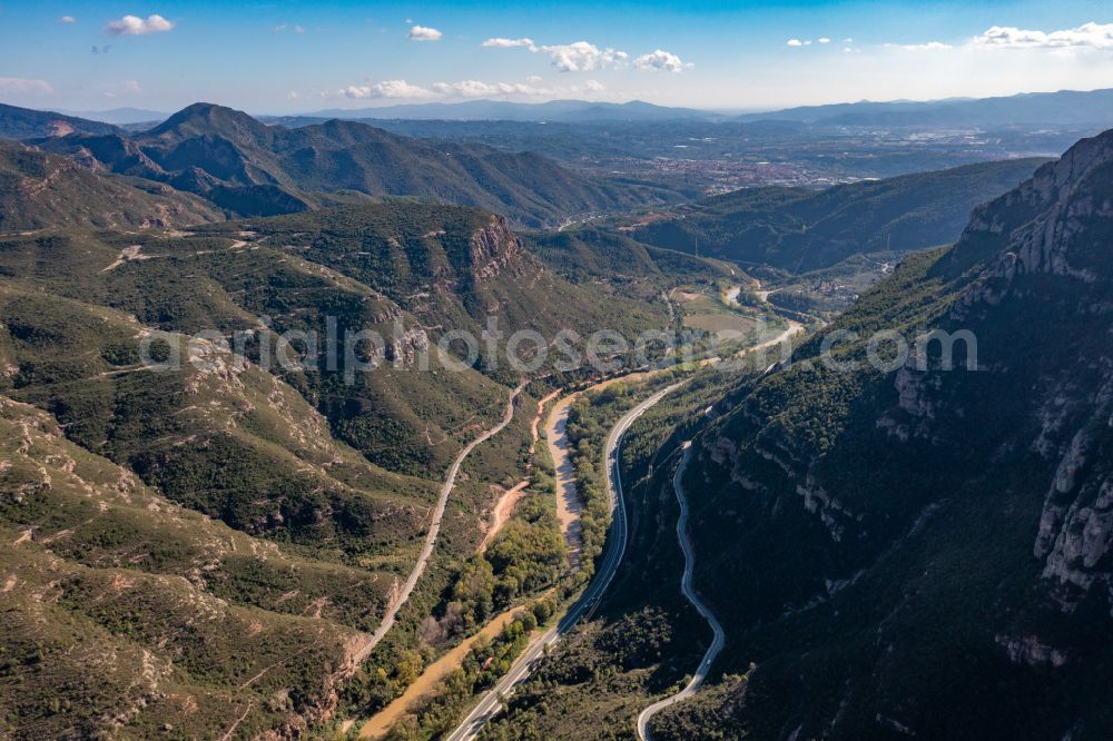 Monestir de Montserrat from the bird's eye view: Rock and mountain landscape Montserrat in Monestir de Montserrat in Catalunya - Katalonien, Spain