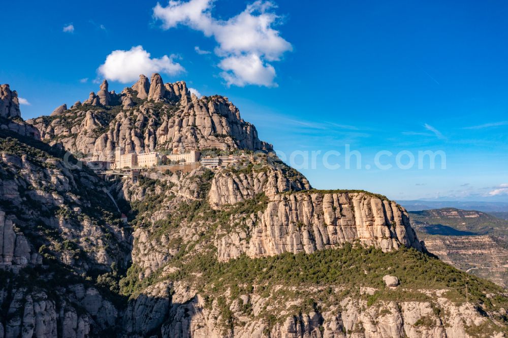 Aerial photograph Monestir de Montserrat - Rock and mountain landscape Montserrat in Monestir de Montserrat in Catalunya - Katalonien, Spain