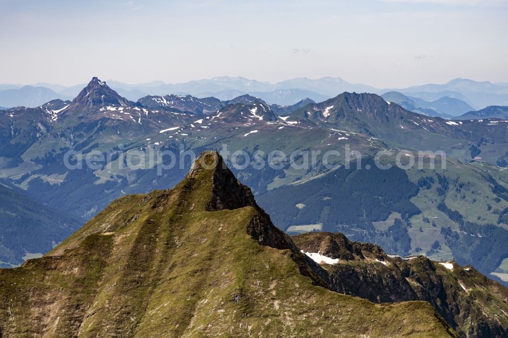 Aerial image Mittersill - Rock and mountain landscape of Pihapper, er ist ein Berg in of Venedig Gruppe of Hohen Tauern with 2513m Hoehe in Mittersill in Salzburg, Austria