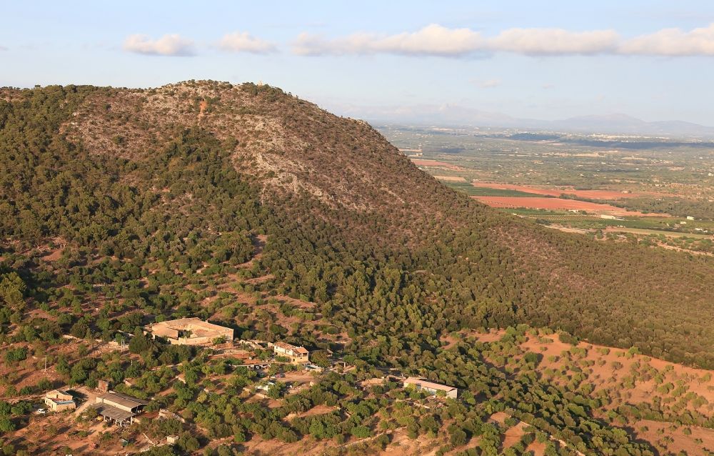 Aerial image Puig de Santa Magdalena Inca - Rock and mountain landscape Puig de Santa Magdalena Inca in Mallorca in Balearic Islands, Spain