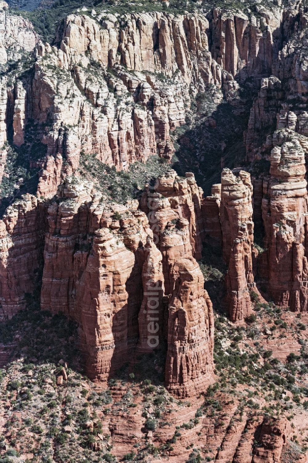 Aerial image Sedona - Rock and mountain landscape in Sedona in Arizona, United States of America