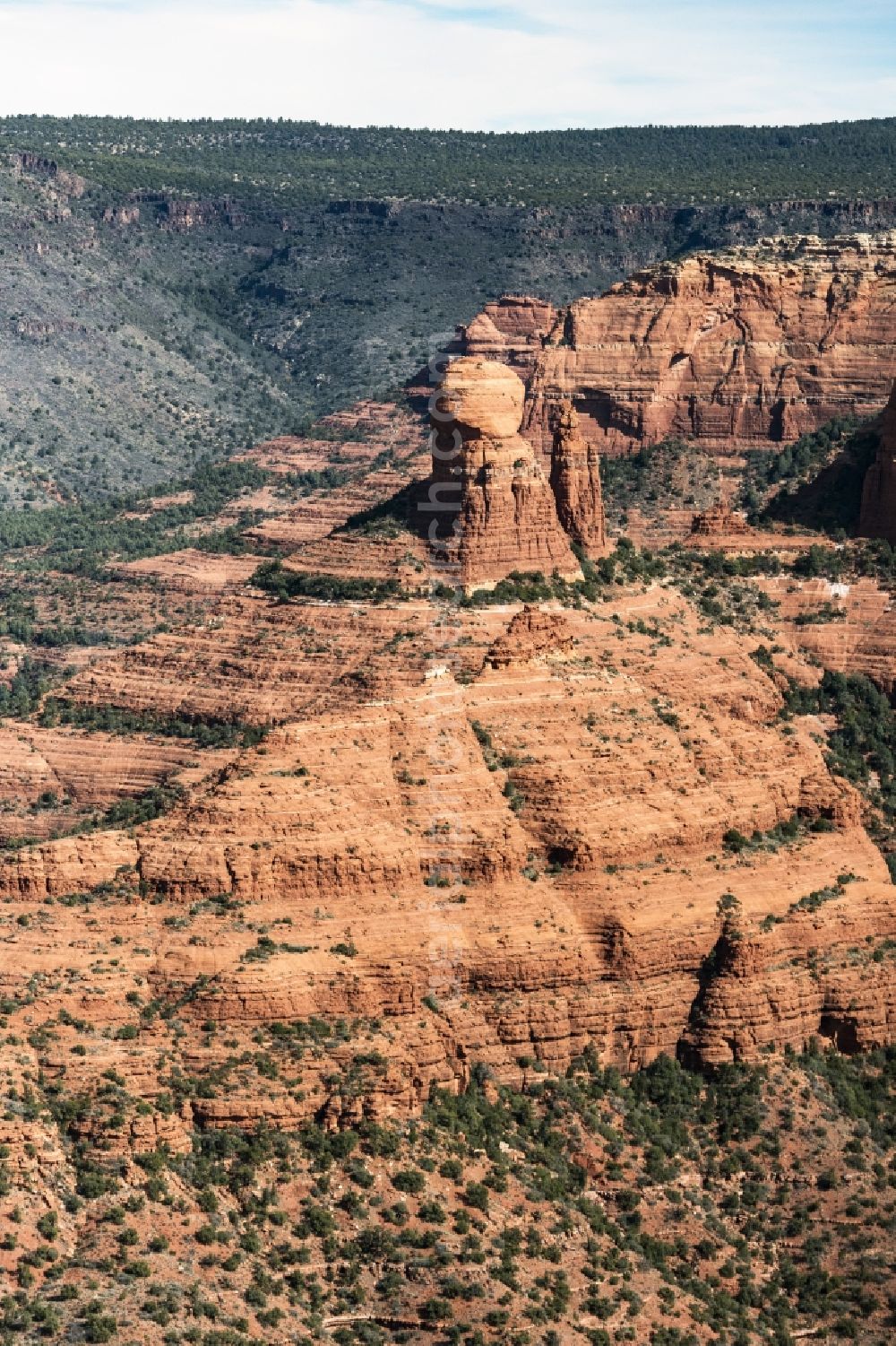 Aerial image Sedona - Rock and mountain landscape in Sedona in Arizona, United States of America