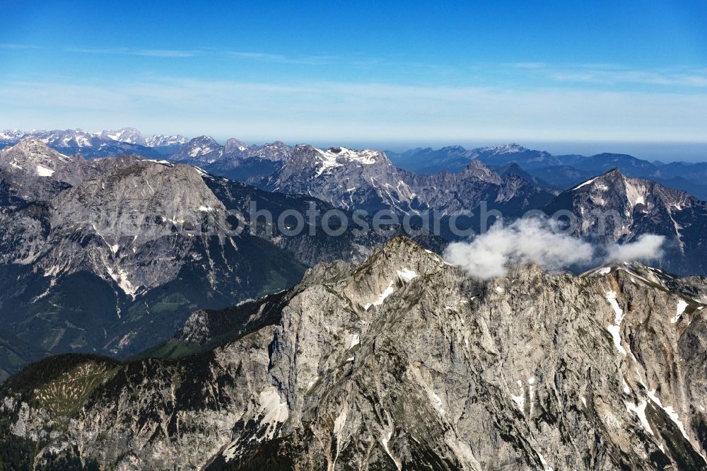 Aerial image Vordernberg - Rock and mountain landscape in Vordernberg in Steiermark, Austria