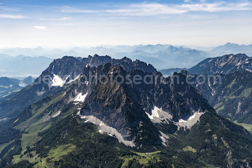 Aerial photograph Sankt Johann - Mountain landscape at the Wilder Kaiser in the Kaisergebirge in Kufstein in Tyrol, Austria