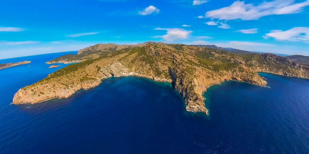 Andratx from the bird's eye view: Rock Coastline on the cliffs in Andratx in Balearic islands, Spain