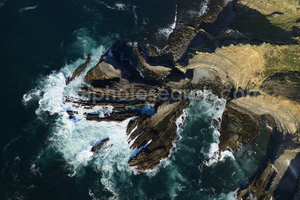 Aerial photograph Aljezur - Rock Coastline on the cliffs of Atlantic in Aljezur in Faro, Portugal