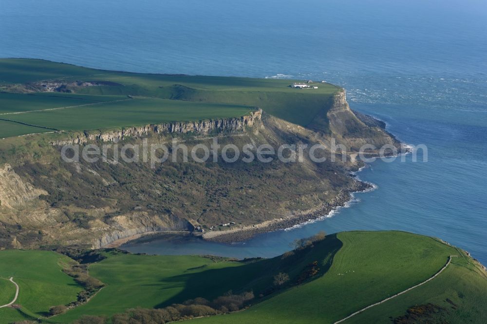 Aerial photograph Worth Matravers - Rock Coastline on the cliffs of English Channel in Worth Matravers in England, United Kingdom
