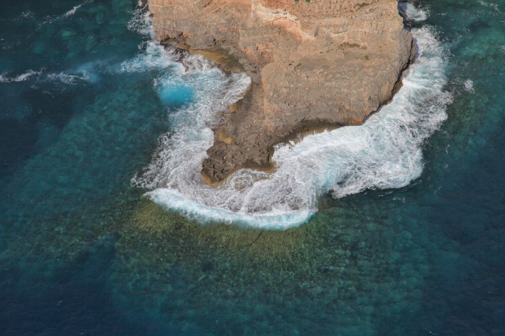 Felanitx from above - Rock on the cliffs at the Mediterranean Sea at Felanitx in Mallorca in Balearic Islands, Spain