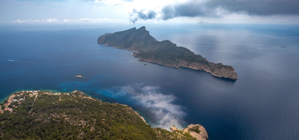 Andratx from above - Plateau in the water Sa Dragonera in Andratx in Balearic Islands, Spain