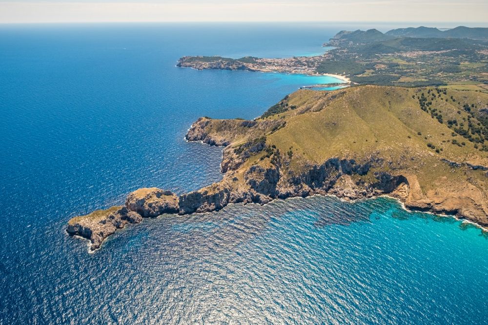 Aerial photograph Capdepera - Plateau in the water on Cap of Freu in Capdepera in Balearic islands, Spain