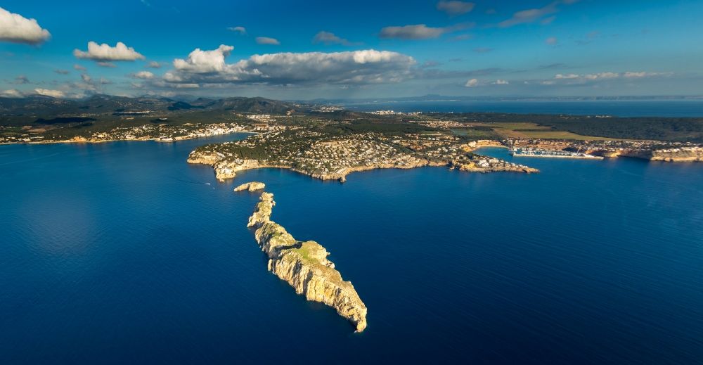 Calvia from the bird's eye view: Plateau in the water of Islas Malgrats in Calvia in Balearic islands, Spain