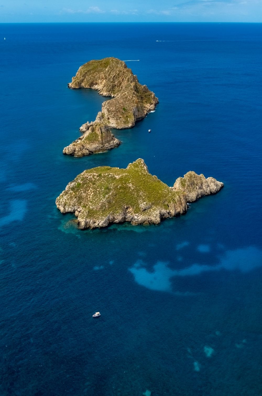 Aerial image Calvia - Plateau in the water of Islas Malgrats in Calvia in Balearic islands, Spain