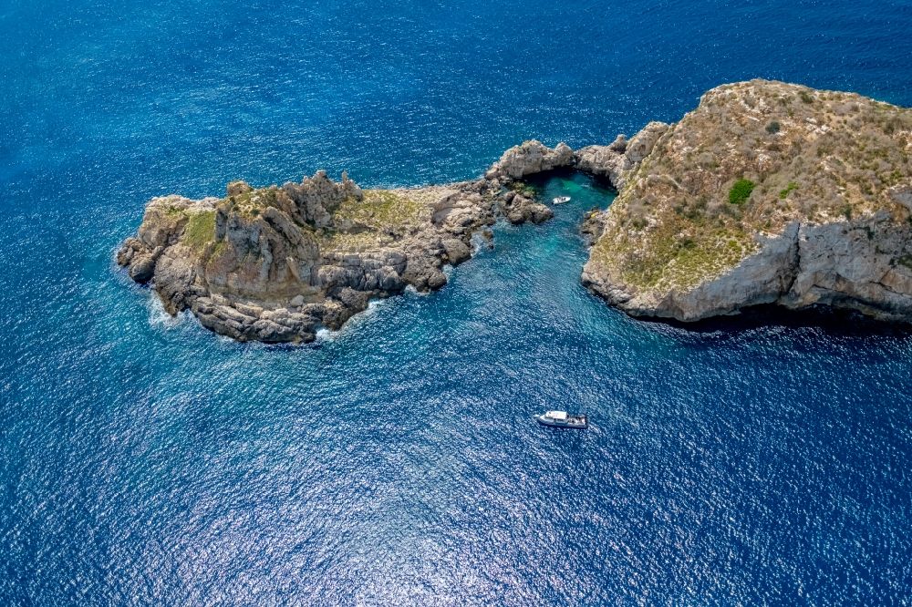 Aerial image Calvia - Plateau in the water of Islas Malgrats in Calvia in Balearic islands, Spain