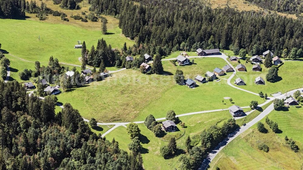 Aerial photograph Schwarzenberg - Holiday house plant of the park on Boedele in Schwarzenberg in Vorarlberg, Austria