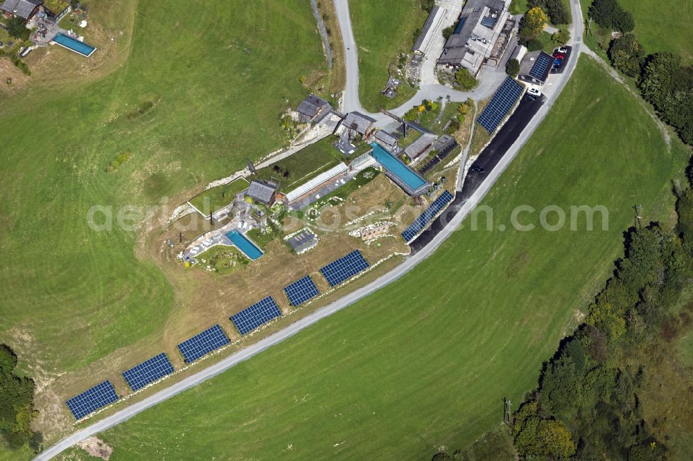 Aerial image Sonnberg - Holiday house plant of the park Bergdorf Priesteregg Premium Resort in Sonnberg in Salzburg, Austria