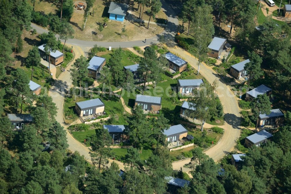 Aerial image Krausnick-Groß Wasserburg - View on various mobile homes on the Tropical Islands area in Krausnick in the state Brandenburg
