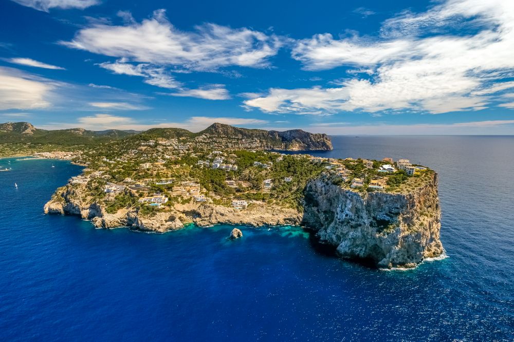 Aerial image Andratx - Holiday home complex on the Mola Peninsula and Mirador de la Mola near Andratx in the Balearic Island of Mallorca, Spain